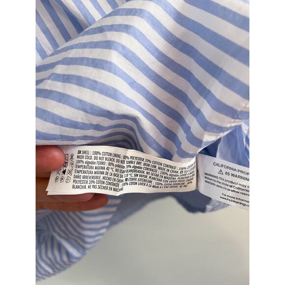 English Factory | Stripe Contrast Mini Shirtdress in Powder Blue | Sz XS - Picture 8 of 11